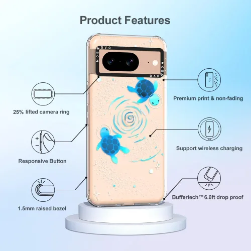 Vista 6 de MOSNOVO Funda para Google Pixel 8, [Buffertech protección contra caídas de grado militar de 6.6 pies] [Tecnología Anti Despegado] Funda Transparente