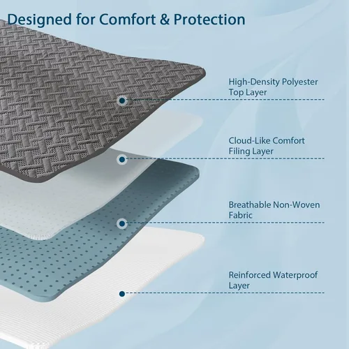 Vista 4 de Protector de colchón impermeable transpirable sin ruido, funda de colchón de cama tamaño individual con bolsillo profundo de 6 a 15 pulgadas