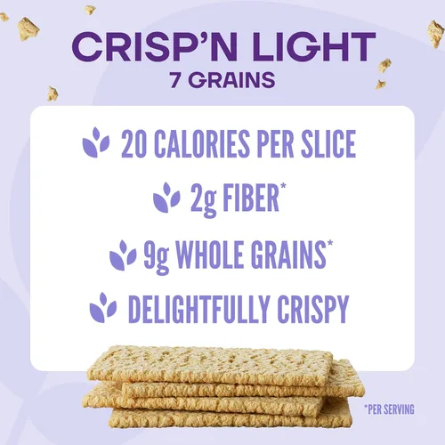 Vista 4 de Wasa Crisp'n Light - Pan crujiente de 7 granos, 4.9 onzas (paquete de 4), galletas, ingredientes sin OMG, mezcla de 7 granos, 20 calorías por
