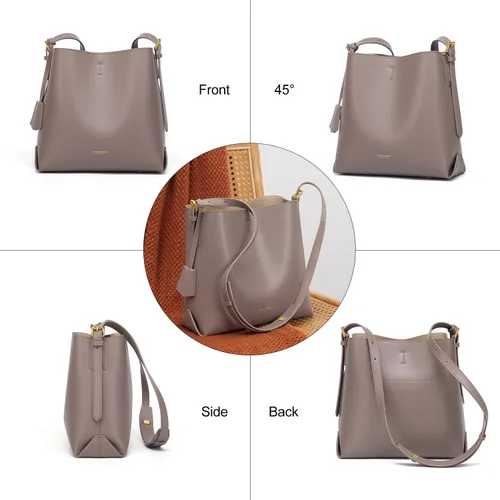 Vista 2 de Cnoles Bolsos de mano de diseñador de cuero genuino para mujer, bolsos y bolsos de mano para mujer, bolso de hombro con asa superior