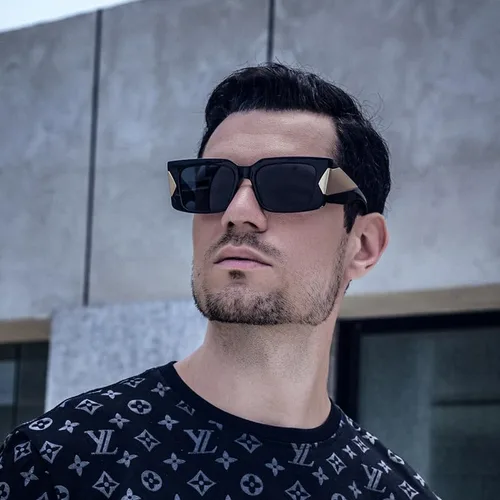 Vista 3 de WANWAN Gafas de sol para mujer y hombre, estilo retro de los años 90, con marco grueso