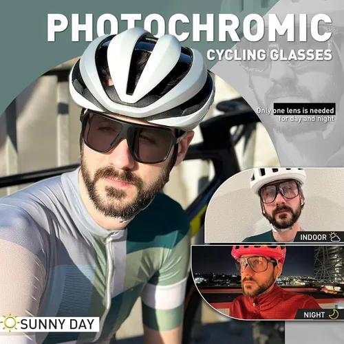 Vista 3 de KAPVOE Gafas de ciclismo fotocromáticas para hombres y mujeres, gafas de sol deportivas MTB para ciclismo, protección UV
