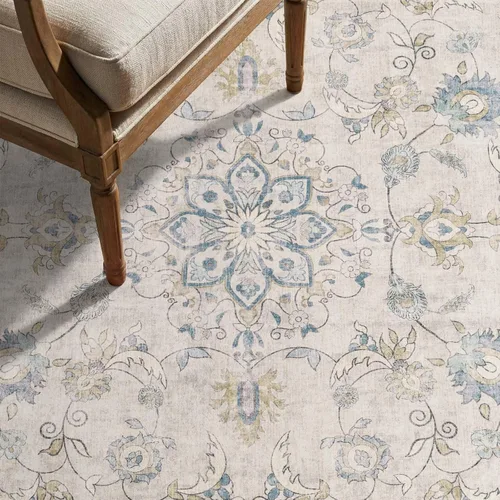Vista 7 de jinchan Alfombra vintage de 2 x 3 pies para entrada, lavable, diseño floral romántico, tapete pequeño antideslizante, tapete ligero de bajo perfil