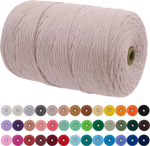 Vista 149 de JeogYong Cordón de macramé de un solo hilo 3 mm x 109 yardas (328 pies) Cuerda de algodón suave Hilo de macramé de 3 mm, suministros de macramé