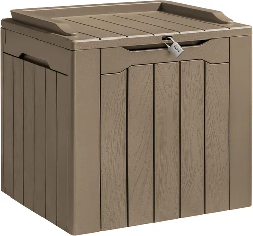 Vista 7 de Homall Caja de resina de 31 galones, impermeable, almacenamiento al aire libre, con cerradura, contenedor de organización y almacenamiento para Negro