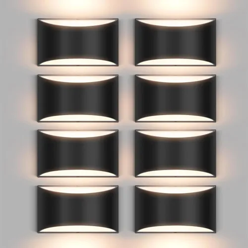 Vista 13 de Juego de 2 apliques de pared LED modernos negros con cable para interiores, luces de montaje en pared arriba y abajo, para sala de estar