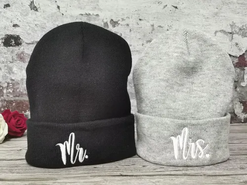 Vista 7 de Hepandy Gorros de punto Mr and Mrs para hombre y mujer