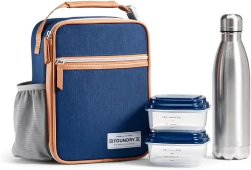 Vista 9 de Fit & Fresh Thayer - Bolsa de almuerzo aislada con 2 recipientes de alimentos, lonchera reutilizable, mini bolsa enfriadora, perfecta