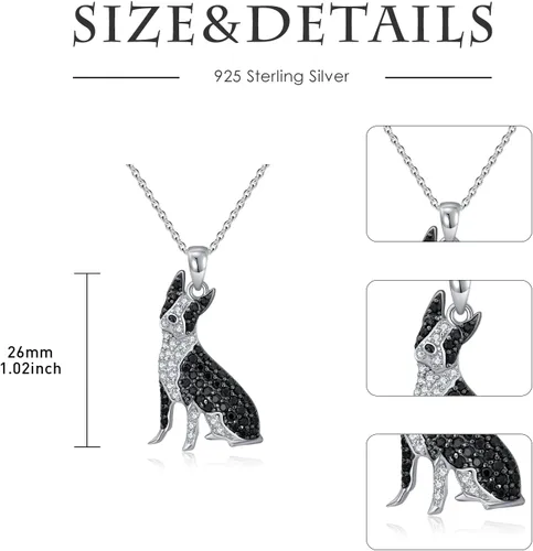 Vista 59 de Collares con colgante de perro de plata de ley S925 – 24 razas corgi/husky/labrador/pastor para mujer