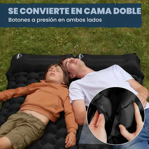 Vista 4 de POWERLIX Paquete de 2 almohadillas para dormir para acampar, con almohada integrada, colchoneta inflable para campamento, ligera, compacta, para 2