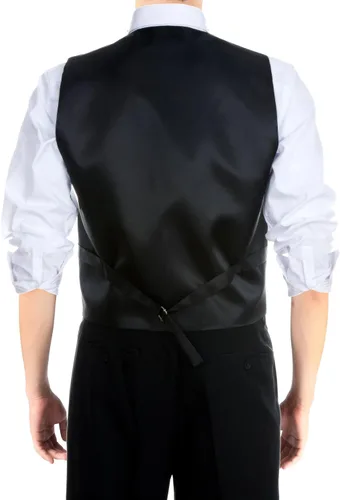 Vista 3 de Retreez Chaleco tejido de color sólido con corbata, pajarita, juego de regalo de 3 piezas