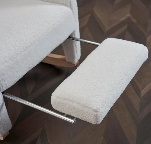 Vista 5 de Comfy - Silla mecedora para guardería, silla tapizada para guardería con reposapiés, moderna con bolsillo, sillón decorativo con base mecedora suave