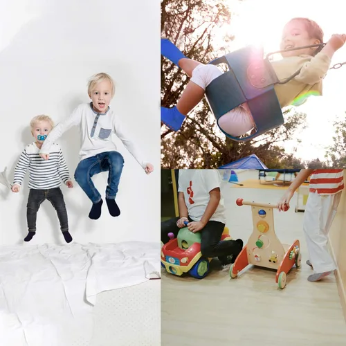 Vista 2 de GRPSKCOS Calcetines antideslizantes para cama elástica para niños, con agarre pegajoso, para interiores, transpirables, 4 pares para niños