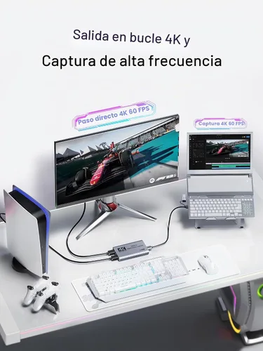 Vista 2 de XIIXMASK Tarjeta de captura HDMI USB 3.0, captura 4K60FPS con paso a través Gris