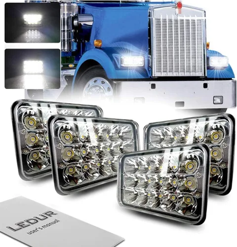 Vista 9 de LEDUR 4 x 6 pulgadas Faros delanteros LED aprobados por DOT, 4 piezas con señal de giro, DRL, alta/baja, haz sellado, rectangular, H6545, luz LED