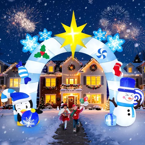 Vista 10 de Kalolary Árbol de Navidad inflable de 20 pies con luz LED, inflable gigante para exteriores, decoración al aire libre para fiestas, patio, césped