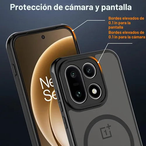 Vista 6 de Funda magnética para OnePlus 15 con 2 protectores de pantalla de vidrio templado, [compatible con MagSafe] a prueba de golpes, delgada funda