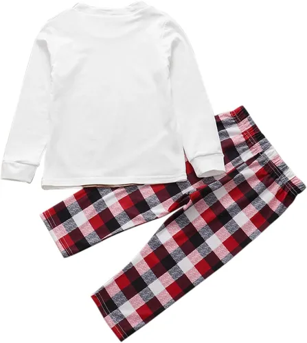 Vista 3 de Awoscut Pijamas de Navidad para la familia, conjuntos de pijamas de Navidad a juego para parejas, adultos y niños, pijamas de Navidad