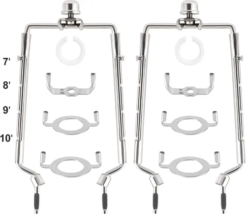Vista 7 de Soporte de arpa de pantalla de lámpara de 7, 8, 9, 10 pulgadas, kit de arpa de lámpara ajustable, compatible con estándar IP 3/8, E14, E26, E27