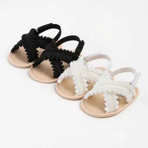 Vista 3 de SOFMUO Sandalias para bebés y niñas, suela suave de primera calidad, para interiores, planas, para recién nacidos, ligeras, cómodas, zapatos