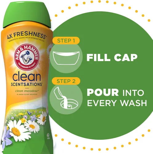 Vista 6 de Arm & Hammer Scentsationse limpio en lavado olor booster - prado limpio, 24 oz