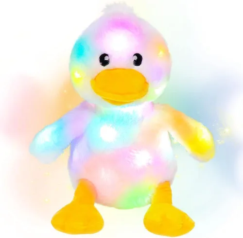 Vista 15 de Hopearl Pato de peluche LED que se ilumina, patito relleno de animal de granja flexible, luces nocturnas que brillan en la oscuridad, regalos
