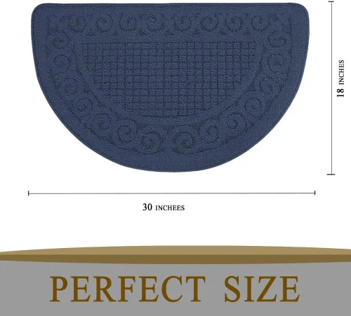 Vista 2 de Tapete para puerta interior de 18 x 30 pulgadas, semicircular, antideslizante, lavable a máquina, para puerta delantera y trasera, medio círculo