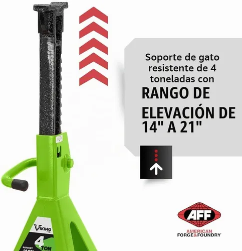 Vista 2 de AFF Viking 4 toneladas de soporte de gato con trinquete resistente - Juego de soportes de gato estilo trinquete - Par
