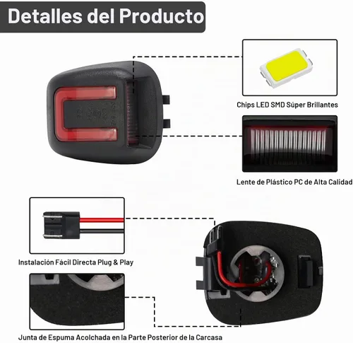 Vista 6 de Luces LED de matrícula compatibles con Frontier 2007-2019, para Titan/Xterra 2007-2015, Armada 2008-2015, para Equator 2009-2012 18 SMD 6500K luces