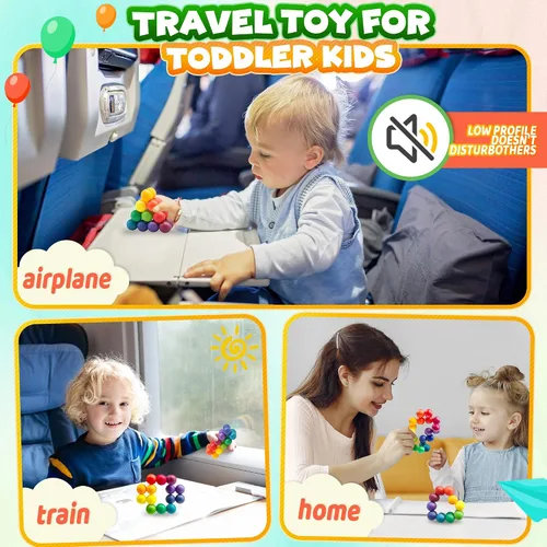 Vista 3 de Pelotas sensoriales para autismo de juguete para niños pequeños, juguetes de viaje en avión para edades de 3-5 5 a 7 3 a 4 4 a 8 años
