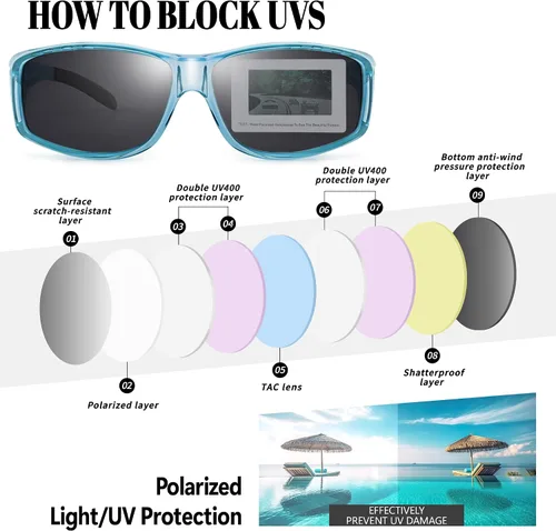 Vista 6 de Polarized Sunglasses Fit Over Glasses for Women Men with UV400 Protection Over Wrap Around Sun Glasses