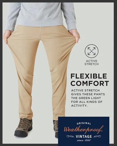 Vista 6 de Weatherproof Vintage Pantalones de excursión de ajuste regular para hombre, ultra elásticos, informales, con parte delantera plana