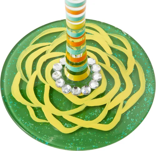 Vista 4 de Enesco Designs by Lolita Best Friend Ever - Copa de vino artesanal pintada a mano, 15 onzas, multicolor