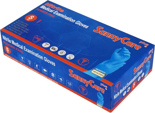 Vista 2 de SunnyCare 1000 8201 Guantes de nitrilo azul para examen médico, sin polvo, clasificados quimioterapia (sin látex de vinilo), 100/caja; 10 cajas/caja