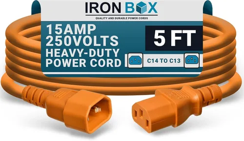 Vista 62 de IronBox Electric - Cable de Alimentación C14 a C13 de Servicio Pesado, 15A, 250V, Cable de Extensión para Computadora 14/3 AWG - Cables