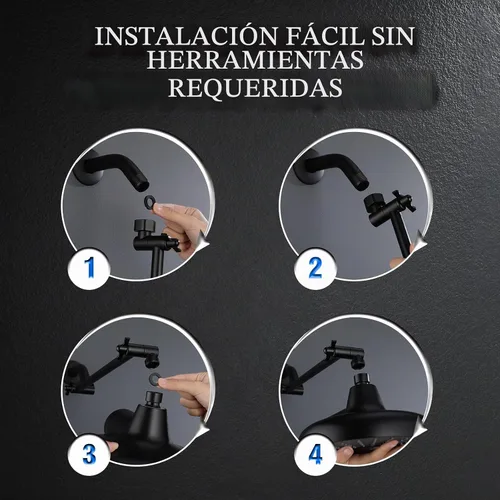 Vista 6 de Cabezal de ducha de lluvia filtrado con brazo de extensión de metal