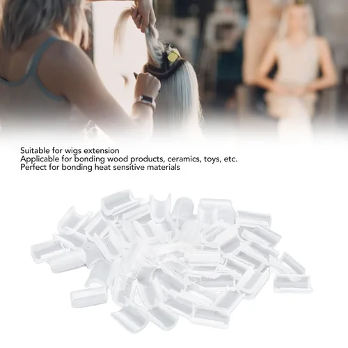 Vista 2 de 2 bolsas U Tip Clear Granule Beads Extensions Bonding or Rebond, paquete de pegamento de fusión en forma de uñas, extensión de cabello blanco