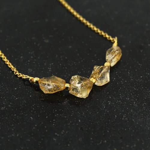 Vista 23 de Gempires Natural Raw Bar Crystals Pendant Necklace Handmade Jewelry 22 inch Adjustable Chain