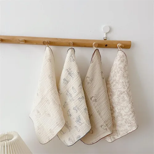 Vista 14 de BuLuTu - Paños de limpieza reutilizables 100% algodón muselina para cocina, 4 unidades, paños de cocina con estampado floral dulce, paños de esponja