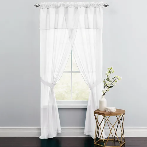 Vista 10 de BrylaneHome BH Studio - Juego de cortinas de gasa transparente de 5 piezas, 60 pulgadas de ancho y 63 pulgadas de largo, hojas de otoño