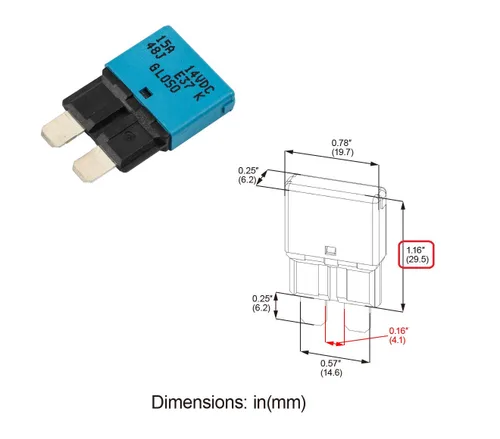 Vista 49 de GLOSO Circuit Breakers E37 Auto (T1) Reset Low Profile ATC/ATO - 1 Pack (3A)