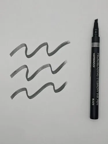 Vista 4 de IRIS.BELLE 2 bolígrafos de tinta para cejas impermeables con microblade, 4 líneas, aspecto natural (negro y marrón oscuro)