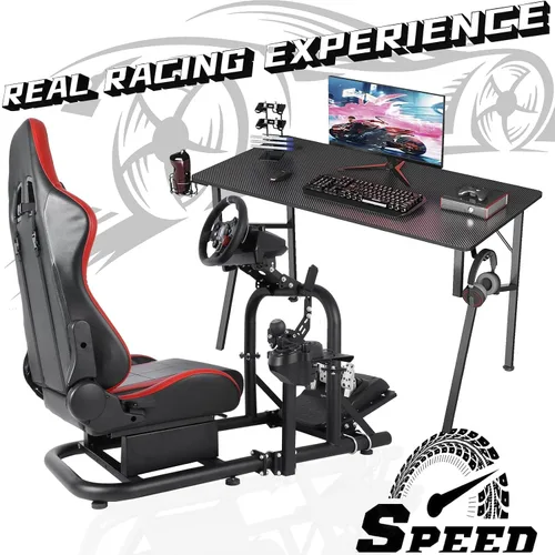 Vista 7 de Dardoo Racing Simulator Cockpit with Seat Compatible with Logitech G29 G920 G923 Support Thrustmaster, Fanatec Fits Xbox Playstation PC platforms