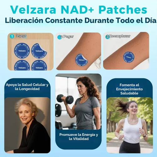 Vista 4 de Parches NAD+ cómodos para todo el día, veganos, resistentes al agua, 30 parches