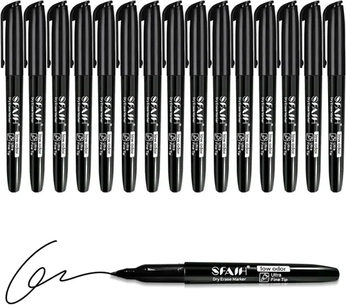 Vista 16 de SFAIH Fine Tip Dry Erase Markers - 15 Pack 15 Assorted Color Whiteboard Erasable Markers, Ideal for Classroom School Office Home Use on White Board