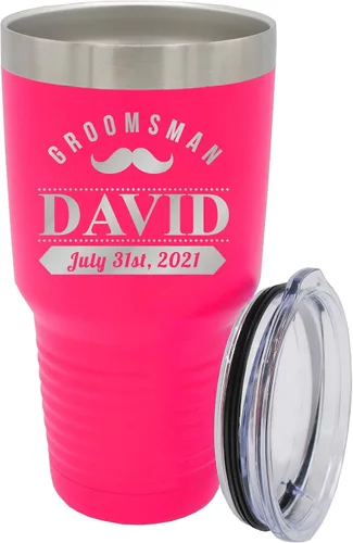 Vista 19 de Vaso de padrinos de boda grabado personalizado, taza de acero inoxidable aislada personalizada para padrino de boda, despedida de soltero, boda