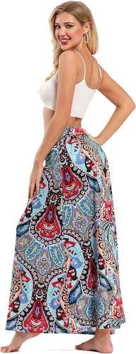 Vista 5 de Falda Larga Maxi con Estampado Bohemio para Mujer