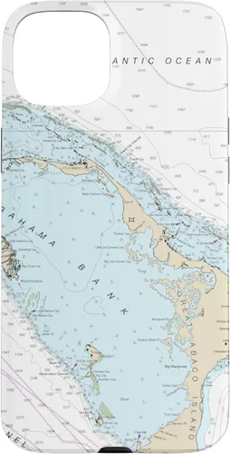 Vista 9 de iPhone 16 Nautical Chart - Abaco Islands, Bahamas, Caribbean Case