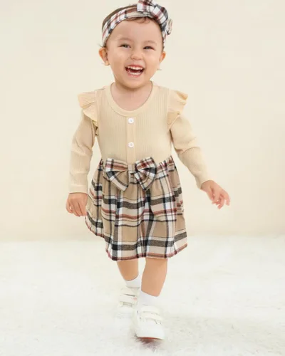 Vista 2 de Renotemy Newborn Baby Girl Clothes Infant Girl Outfits Knit Romper Dress with Hat Baby Clothes for Girls 0-18 Months