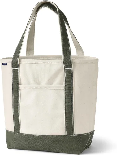 Vista 31 de Lands' End Bolso de lona abierto Natural/Azul marino radiante